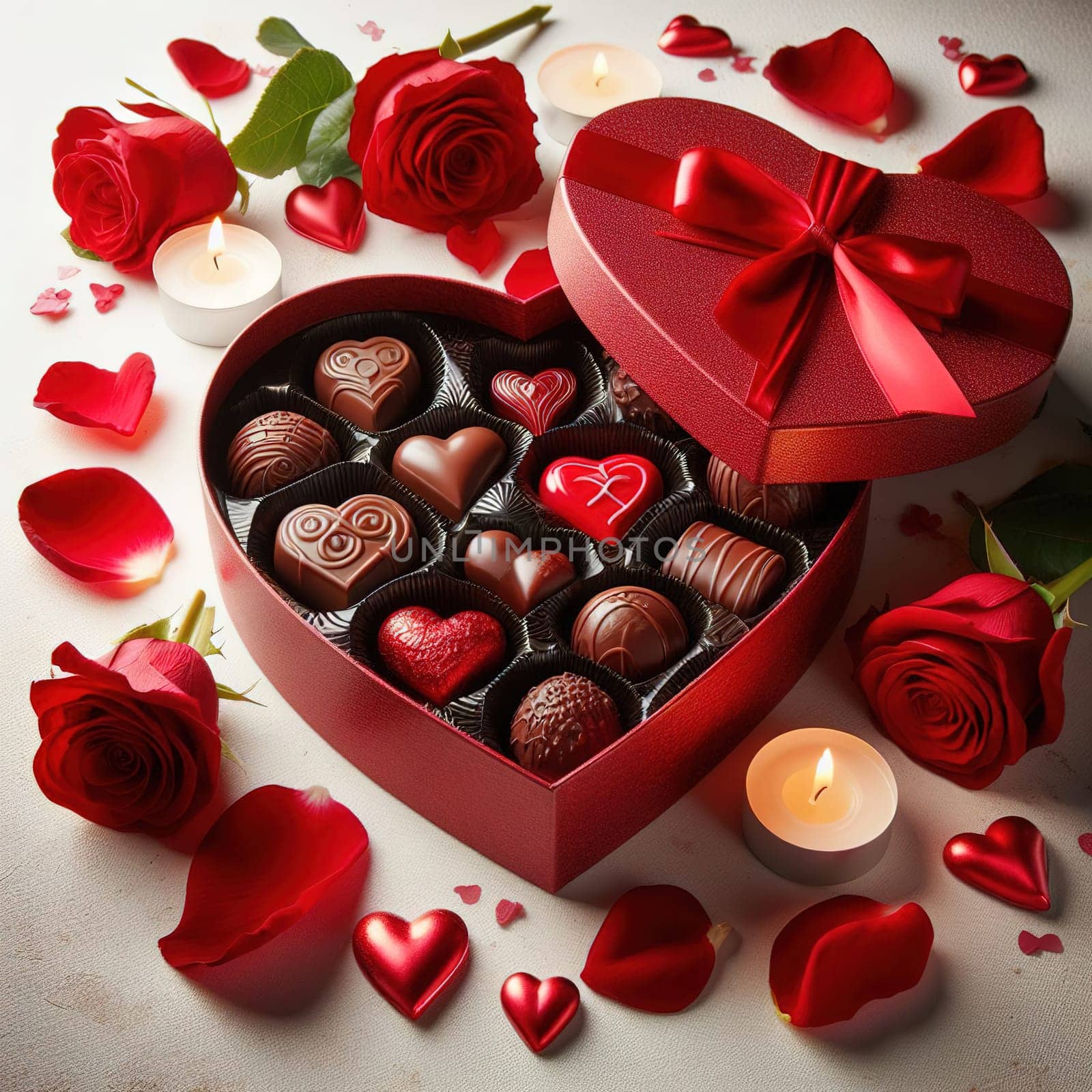 Chocolate candies in the shape of a heart. High quality illustration