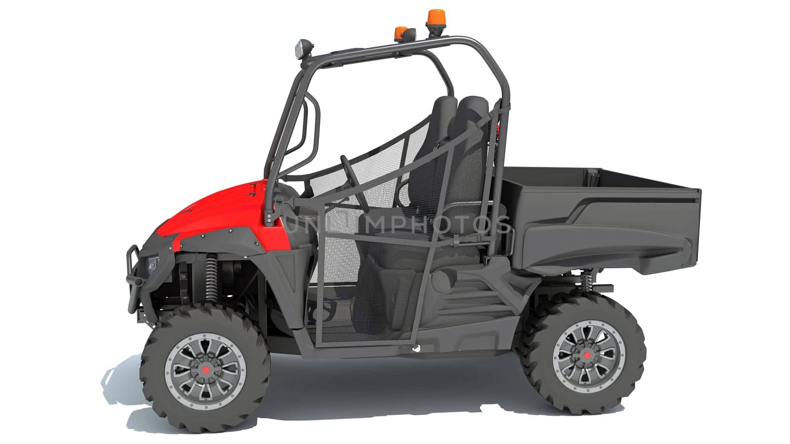 UTV Utility Vehicle 3D rendering model on white background