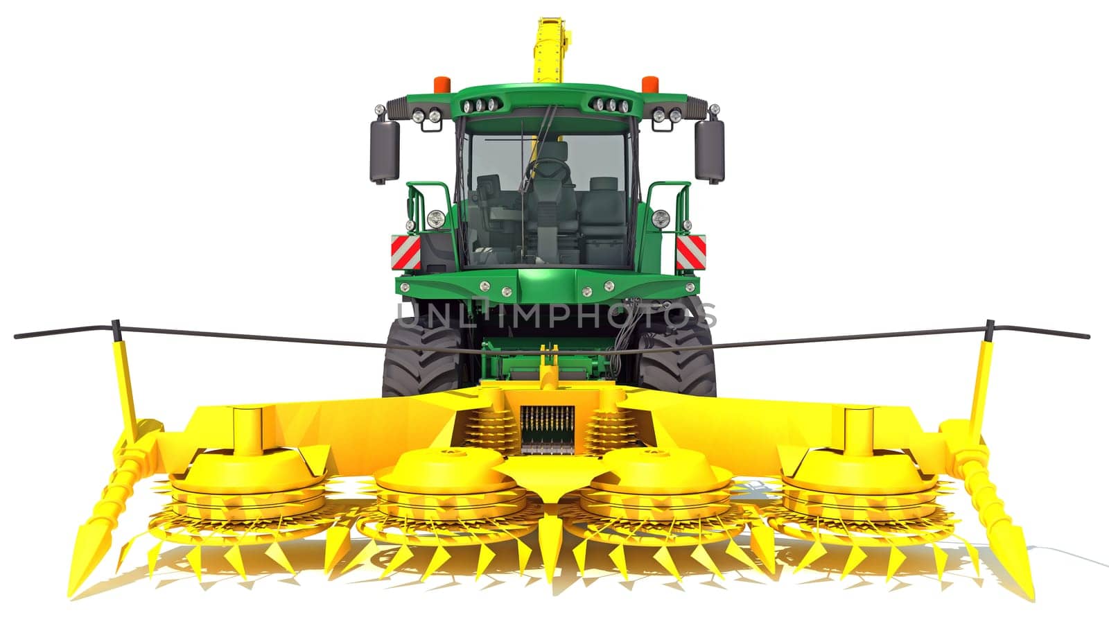 Combine Harvester farm equipment 3D rendering model on white background