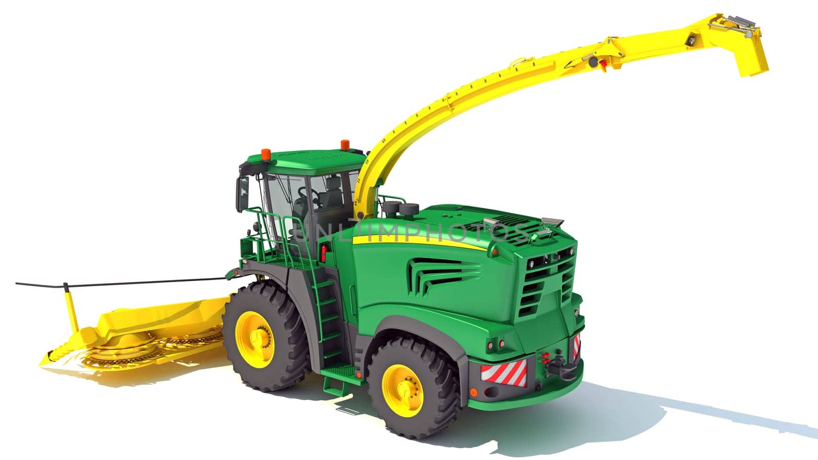 Combine Harvester farm equipment 3D rendering model on white background