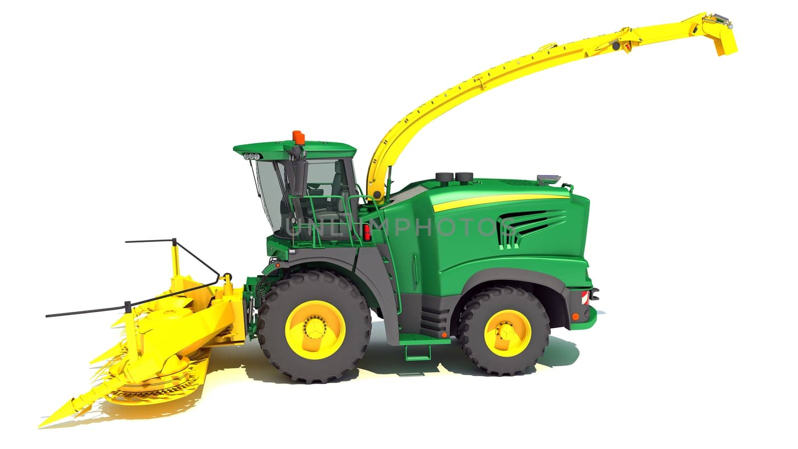 Combine Harvester farm equipment 3D rendering on white background by 3DHorse