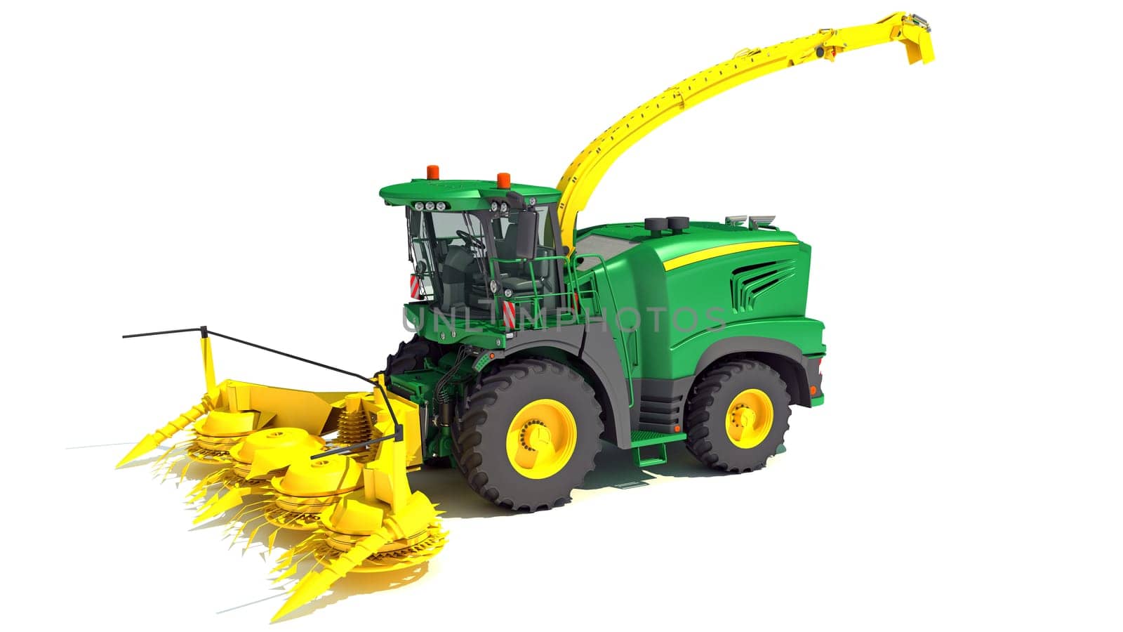 Combine Harvester farm equipment 3D rendering on white background by 3DHorse