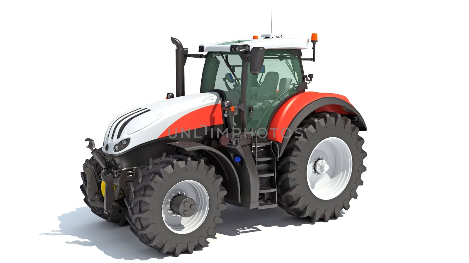 3D rendering of Farm Tractor on white background