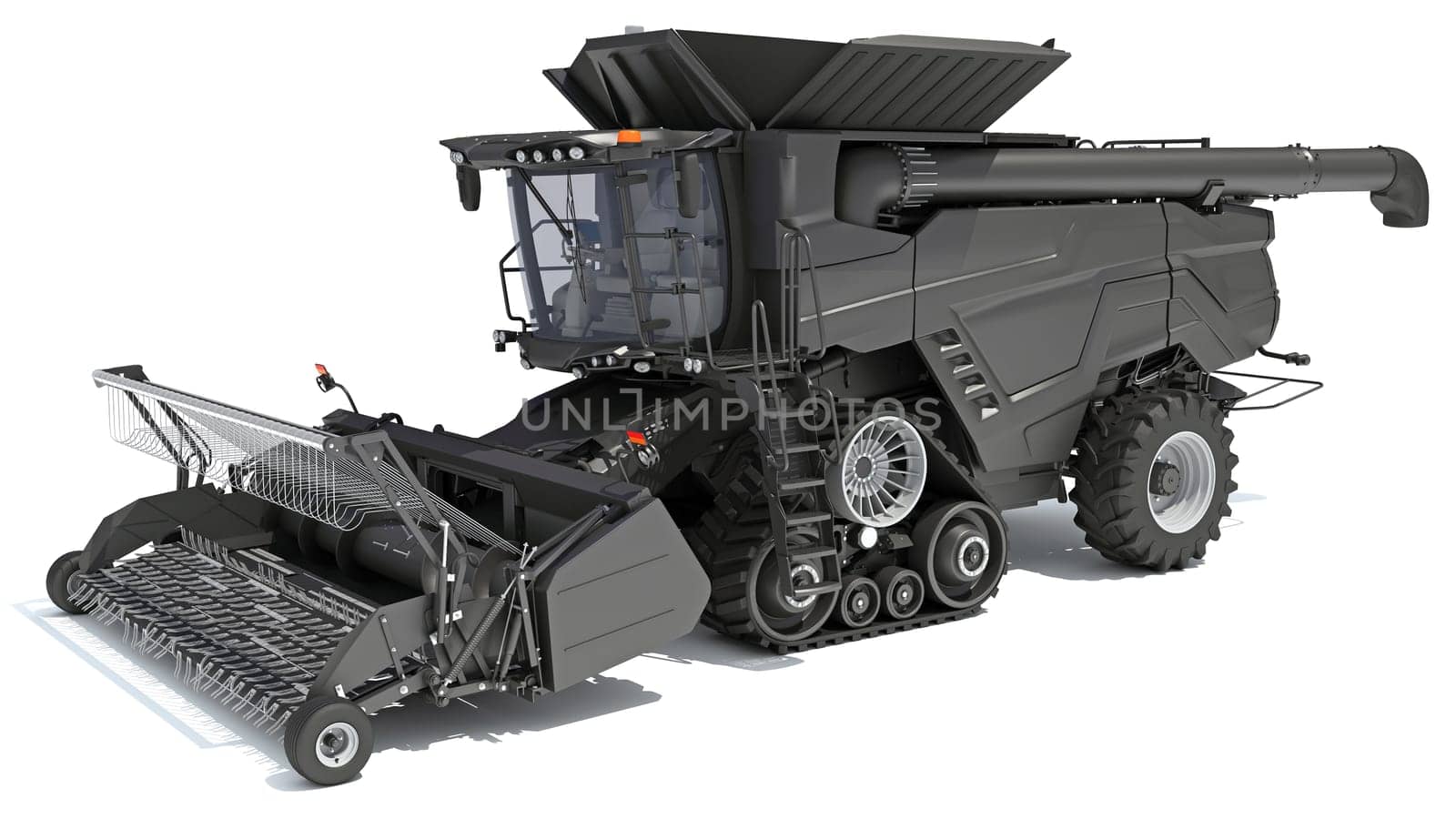 Combine Harvester farm equipment 3D rendering on white background by 3DHorse