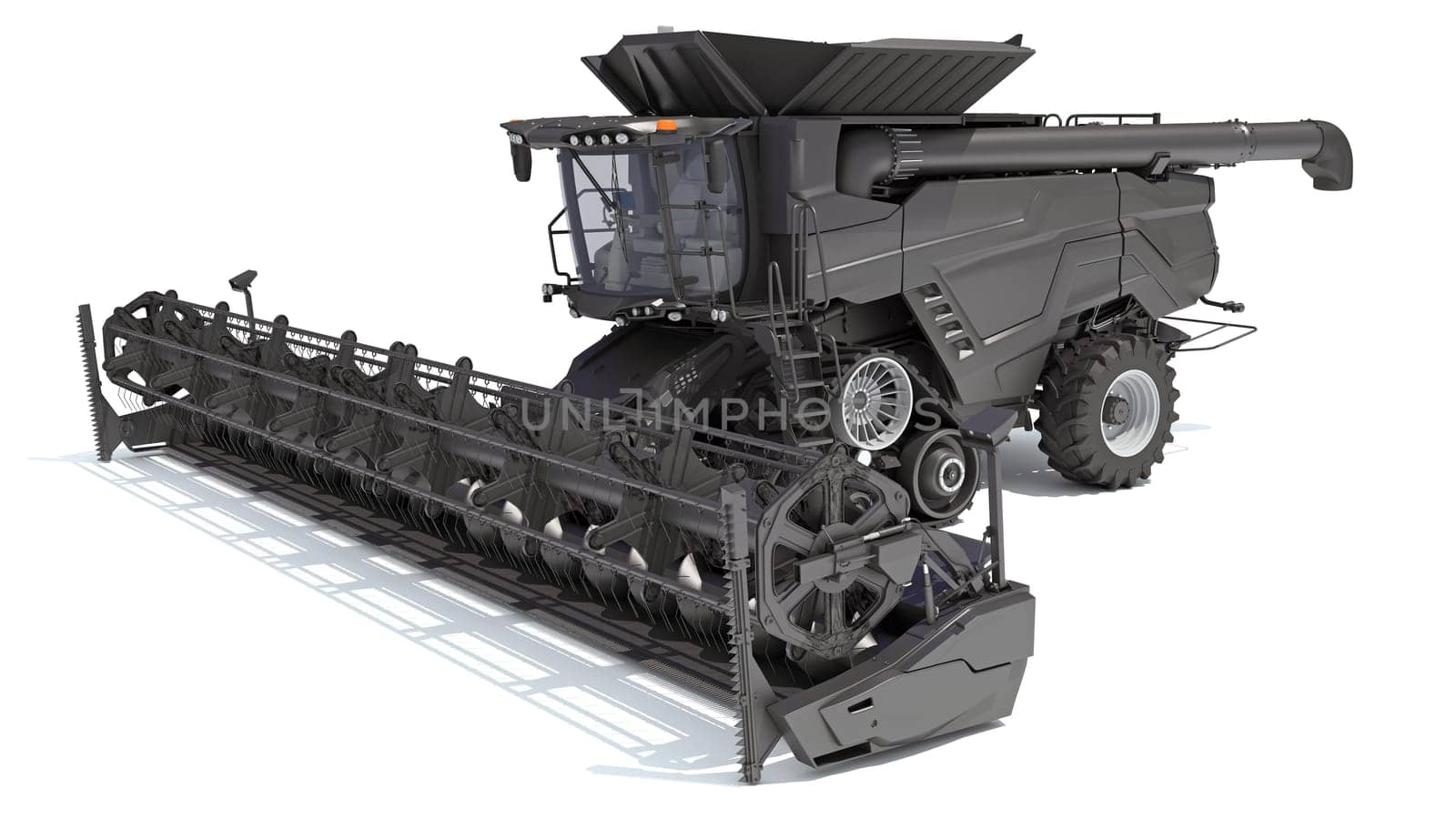 Combine Harvester farm equipment 3D rendering model on white background