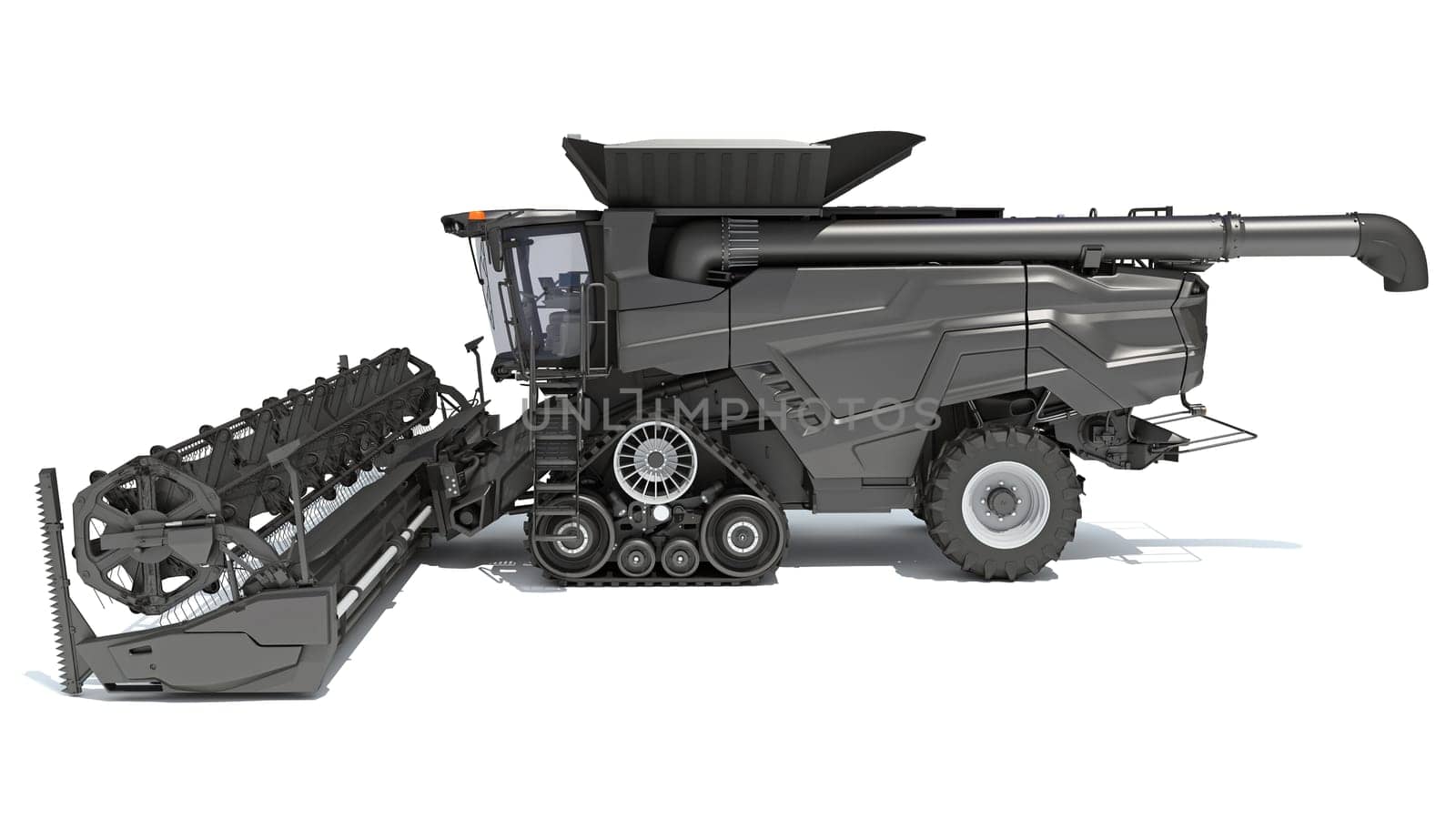 Combine Harvester farm equipment 3D rendering model on white background