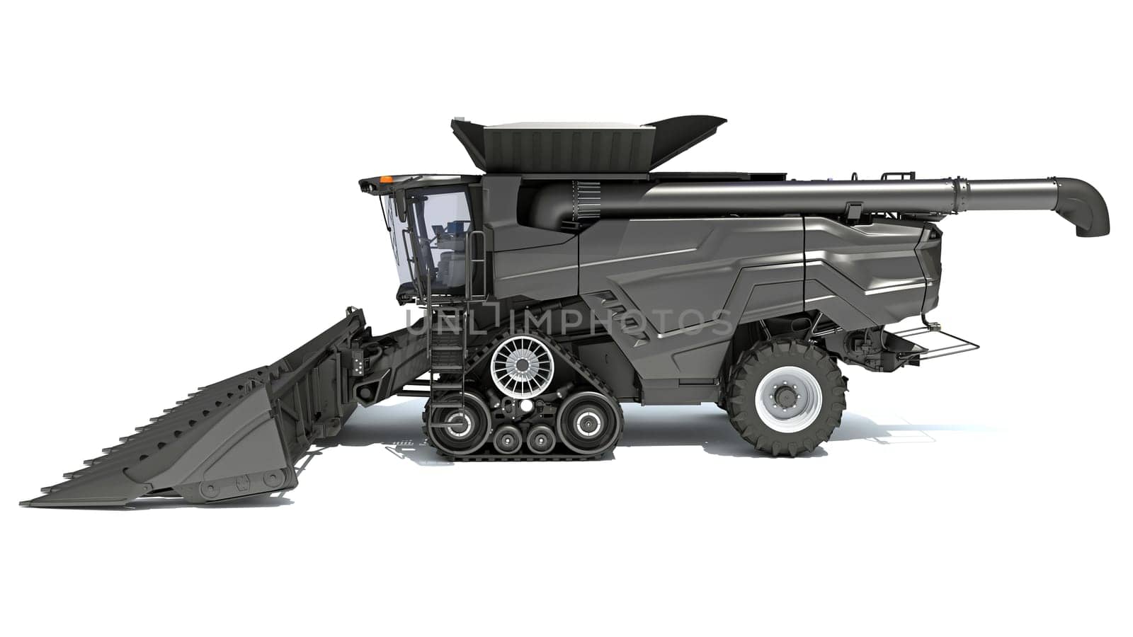 Combine Harvester farm equipment 3D rendering model on white background