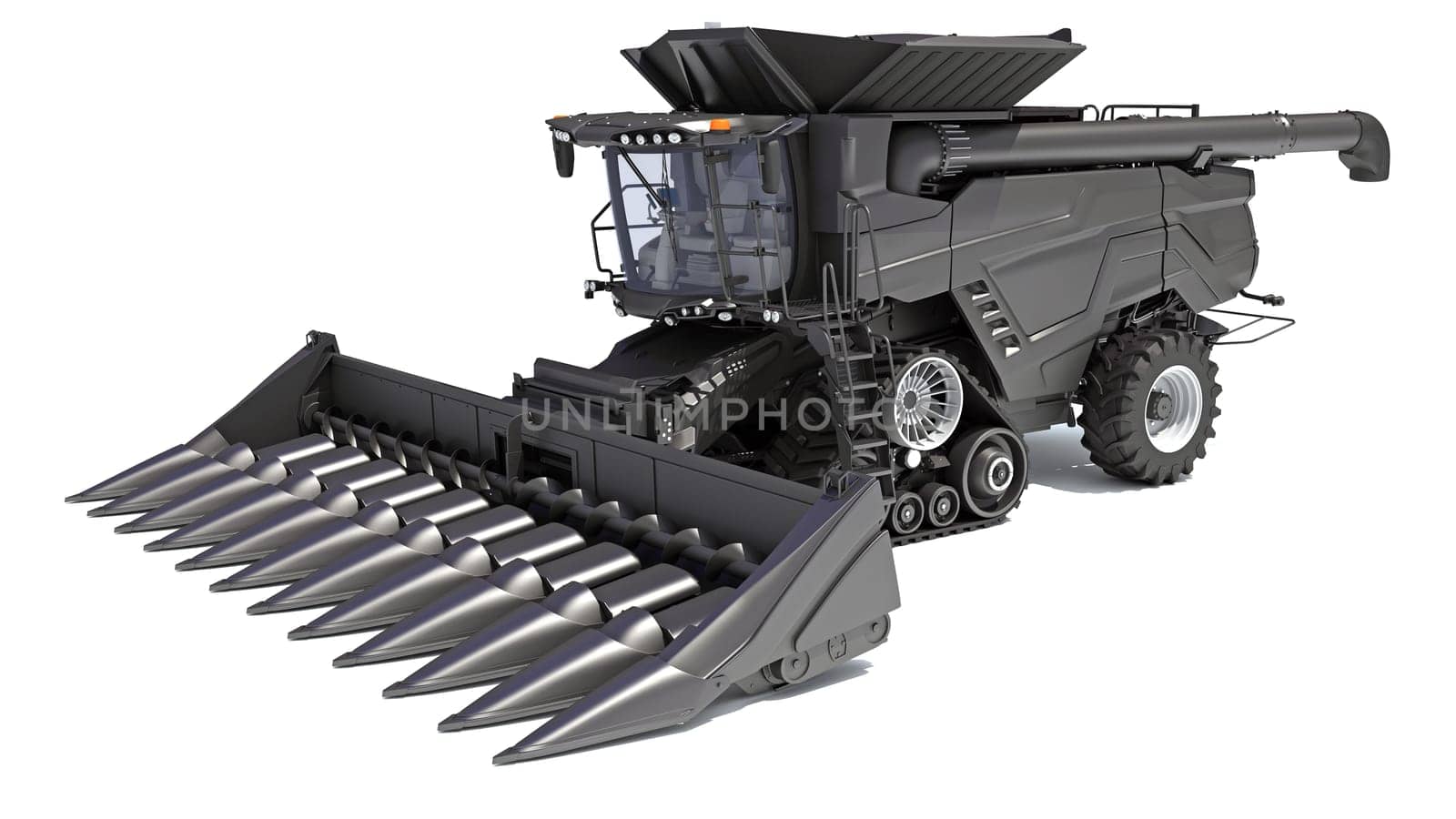 Combine Harvester farm equipment 3D rendering model on white background