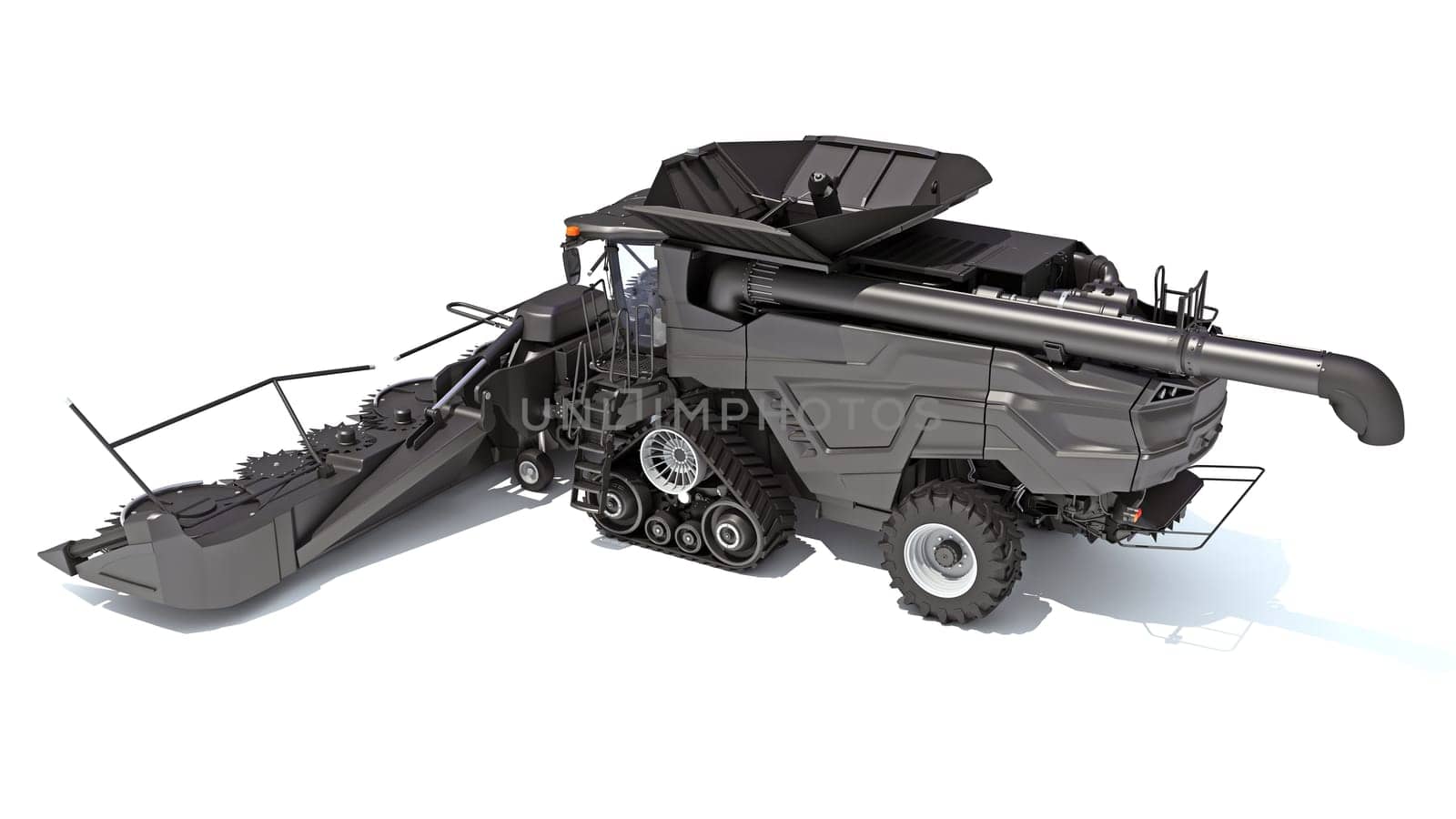 Combine Harvester farm equipment 3D rendering model on white background