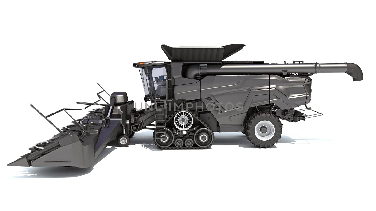 Combine Harvester farm equipment 3D rendering on white background by 3DHorse