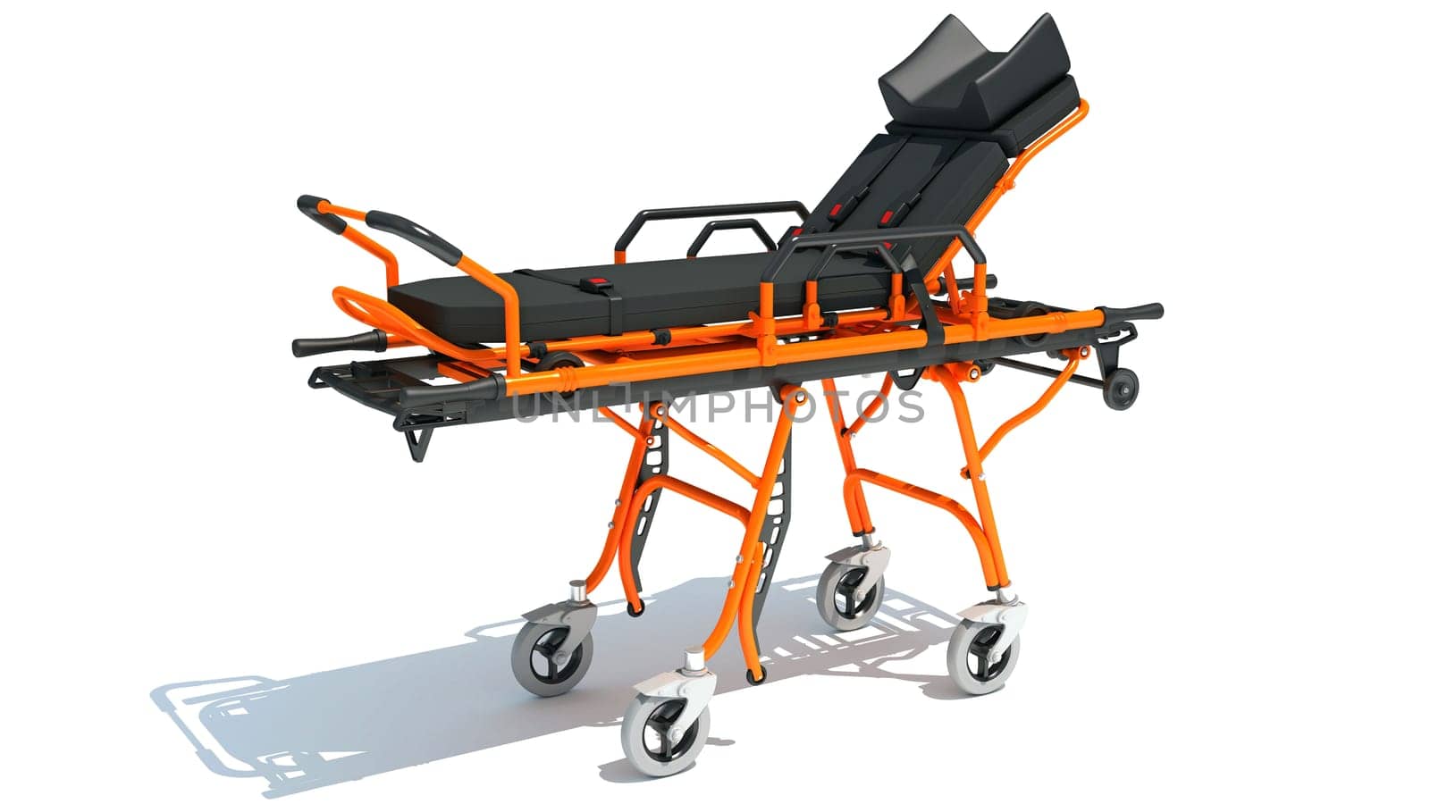 Stretcher Trolley medical equipment 3D rendering on white background by 3DHorse