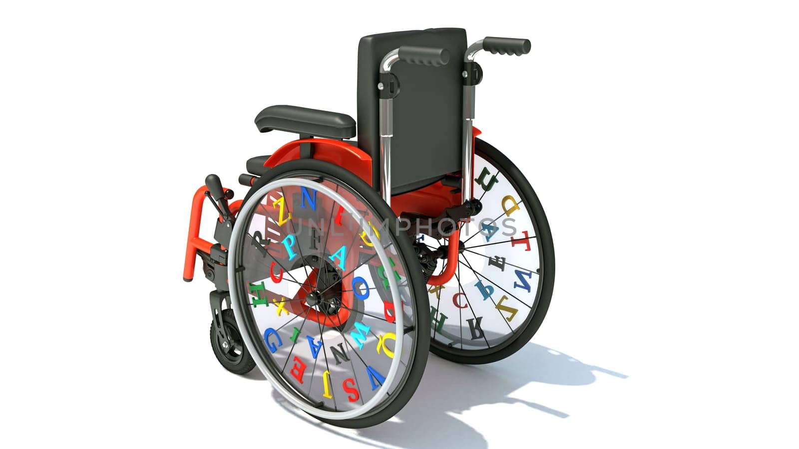 Kids Wheelchair medical equipment 3D rendering on white background by 3DHorse