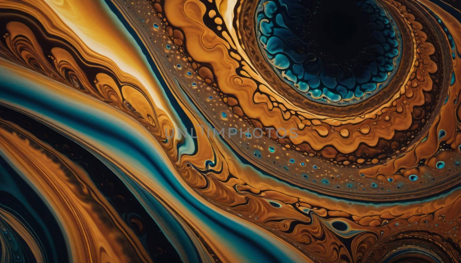 Dynamic Swirls of Blue and Gold Art by nkotlyar