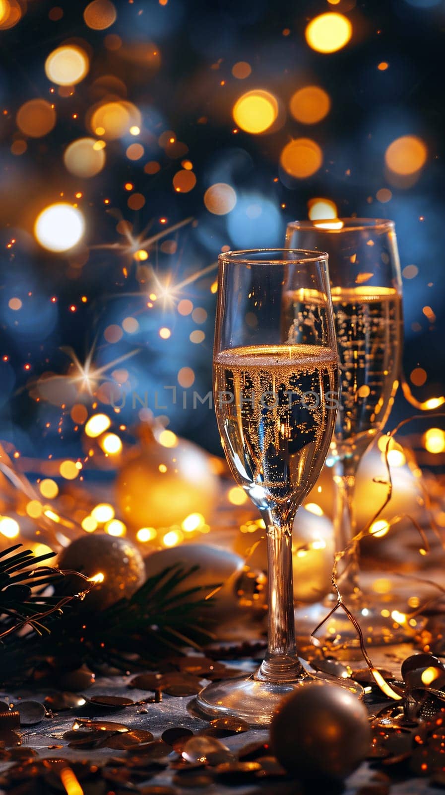 Festive sparkling wine Toast - new year eve background - generative AI