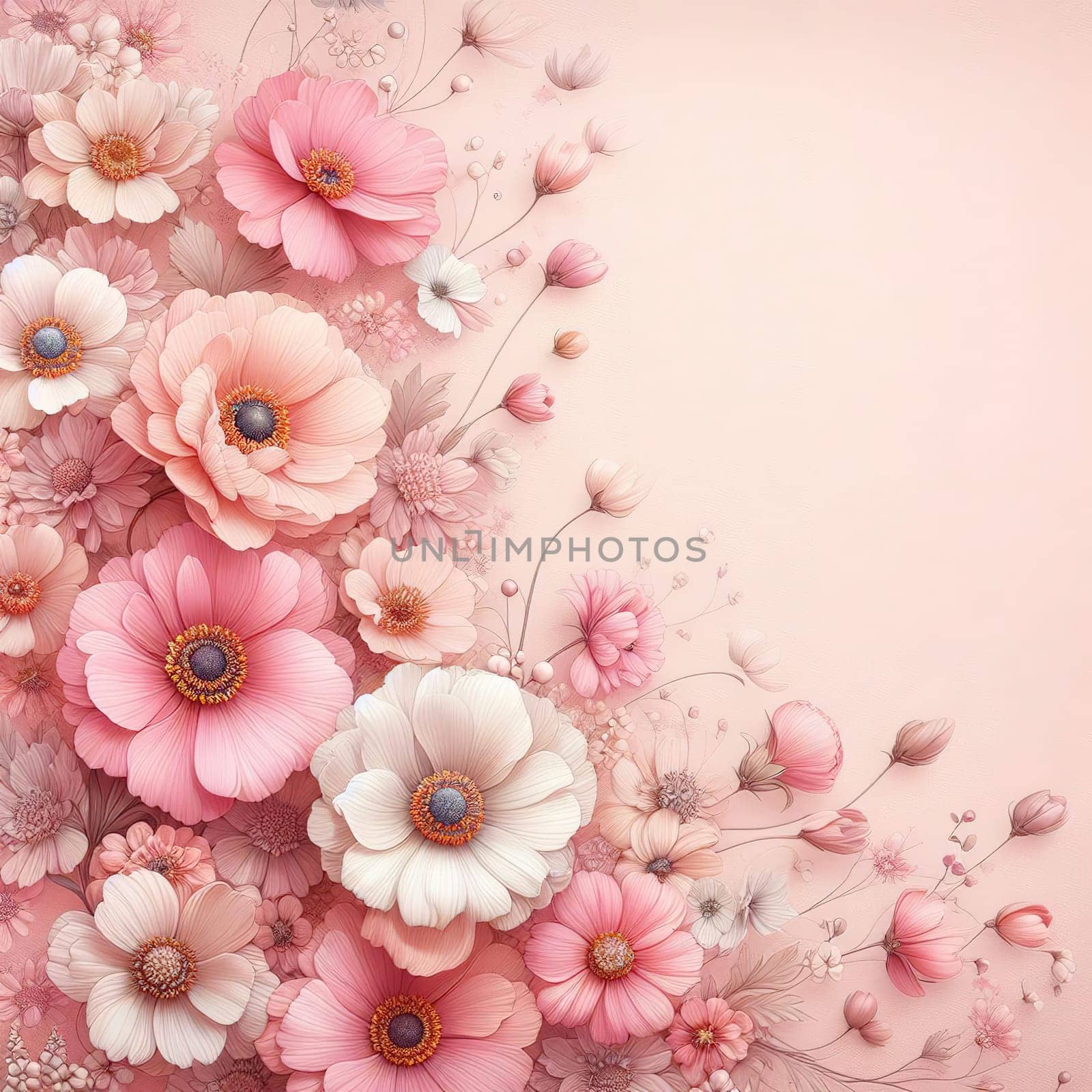 Banner in pastel colors with flowers. High quality illustration