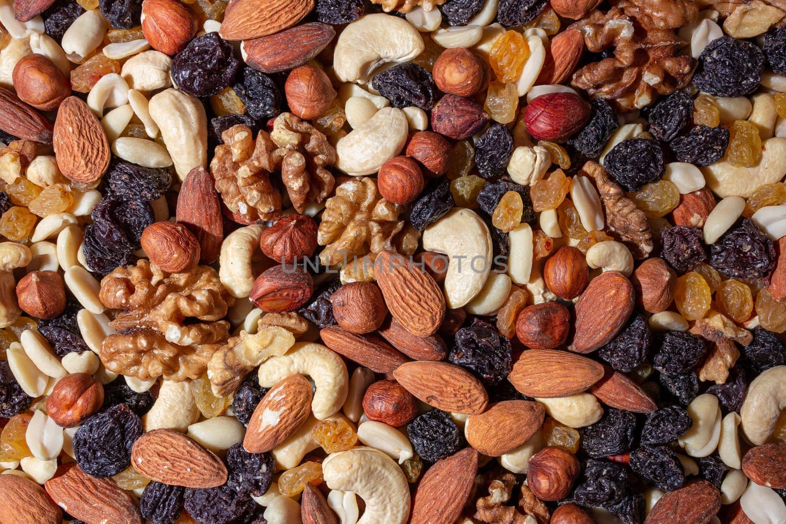 Mixed Nuts: Almonds, Walnuts, Cashews, Peanuts, Hazelnuts, Dried Prunes and Raisins by InfinitumProdux