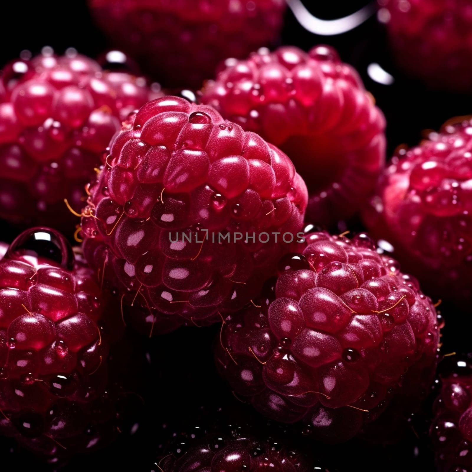 Juicy raspberries macro photography by ekaterinabyuksel