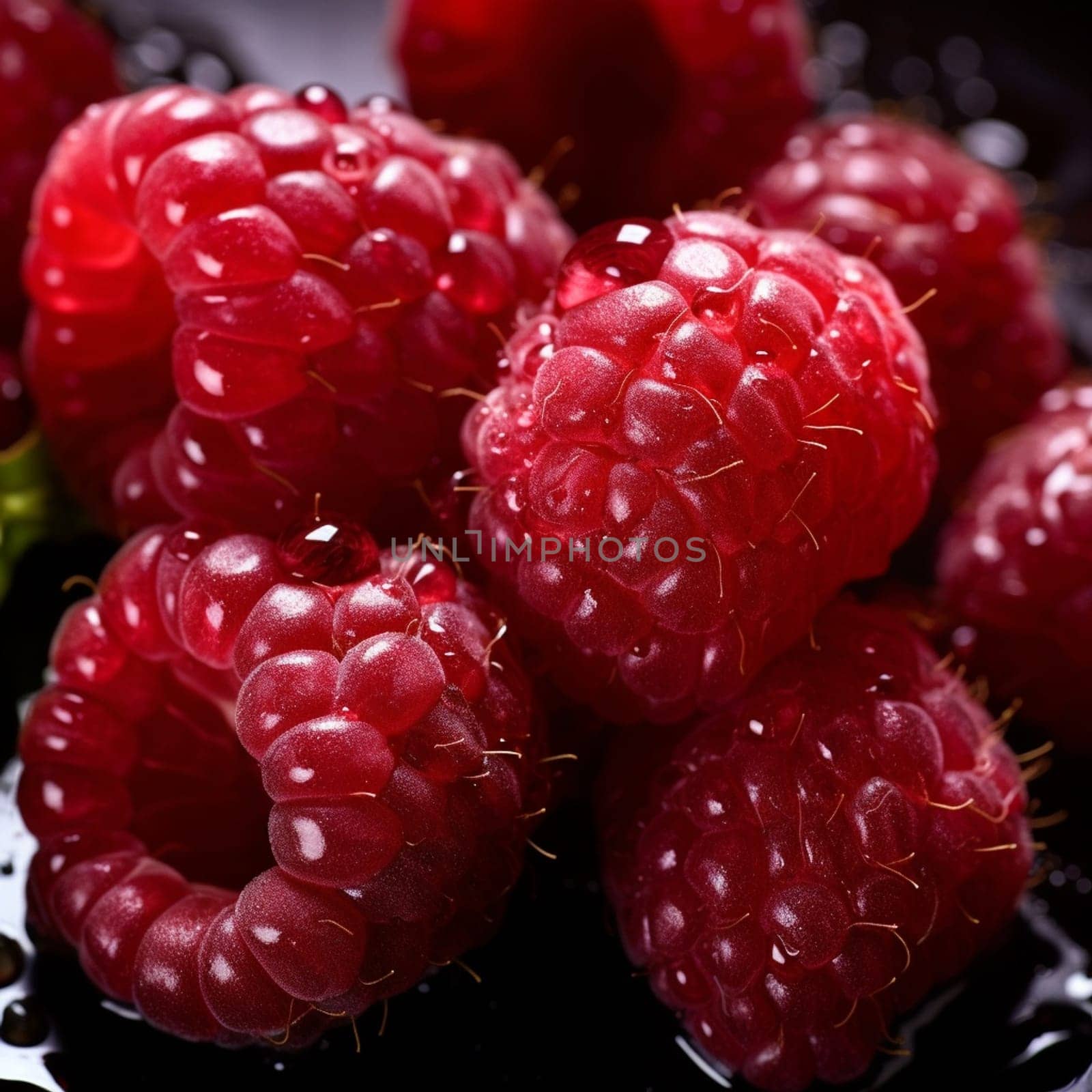 Juicy raspberries macro photography by ekaterinabyuksel