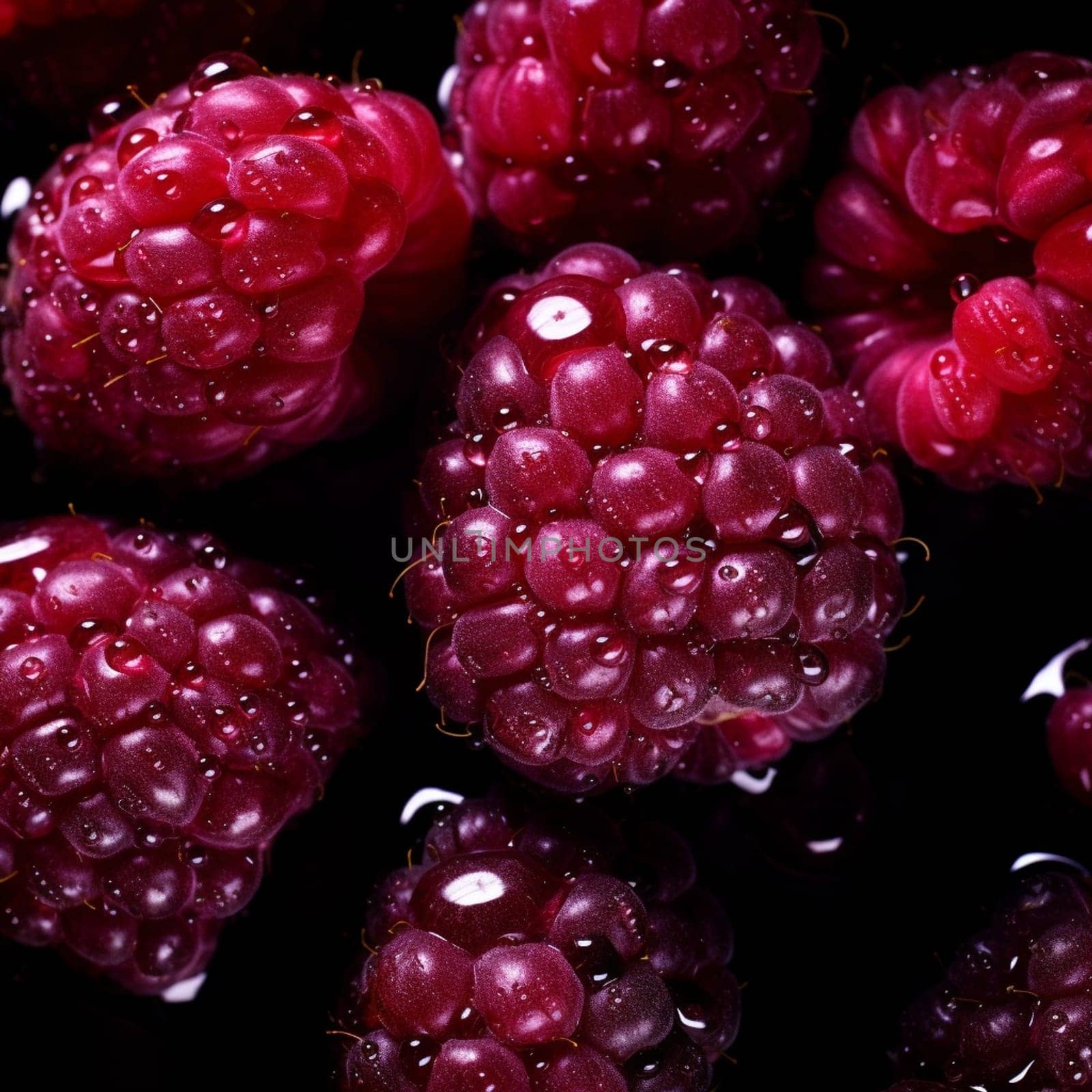 Juicy raspberries macro photography. High quality photo