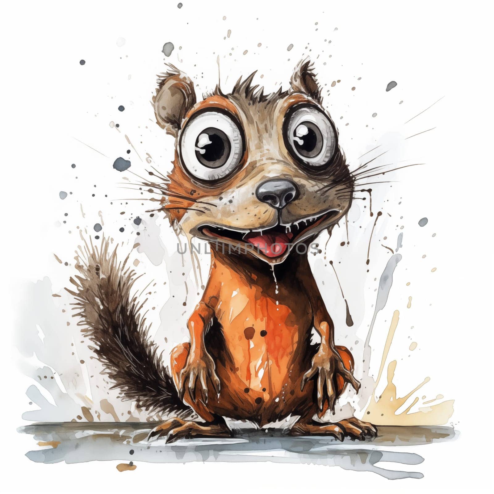 drawing of a frightened squirrel with big eyes. High quality photo