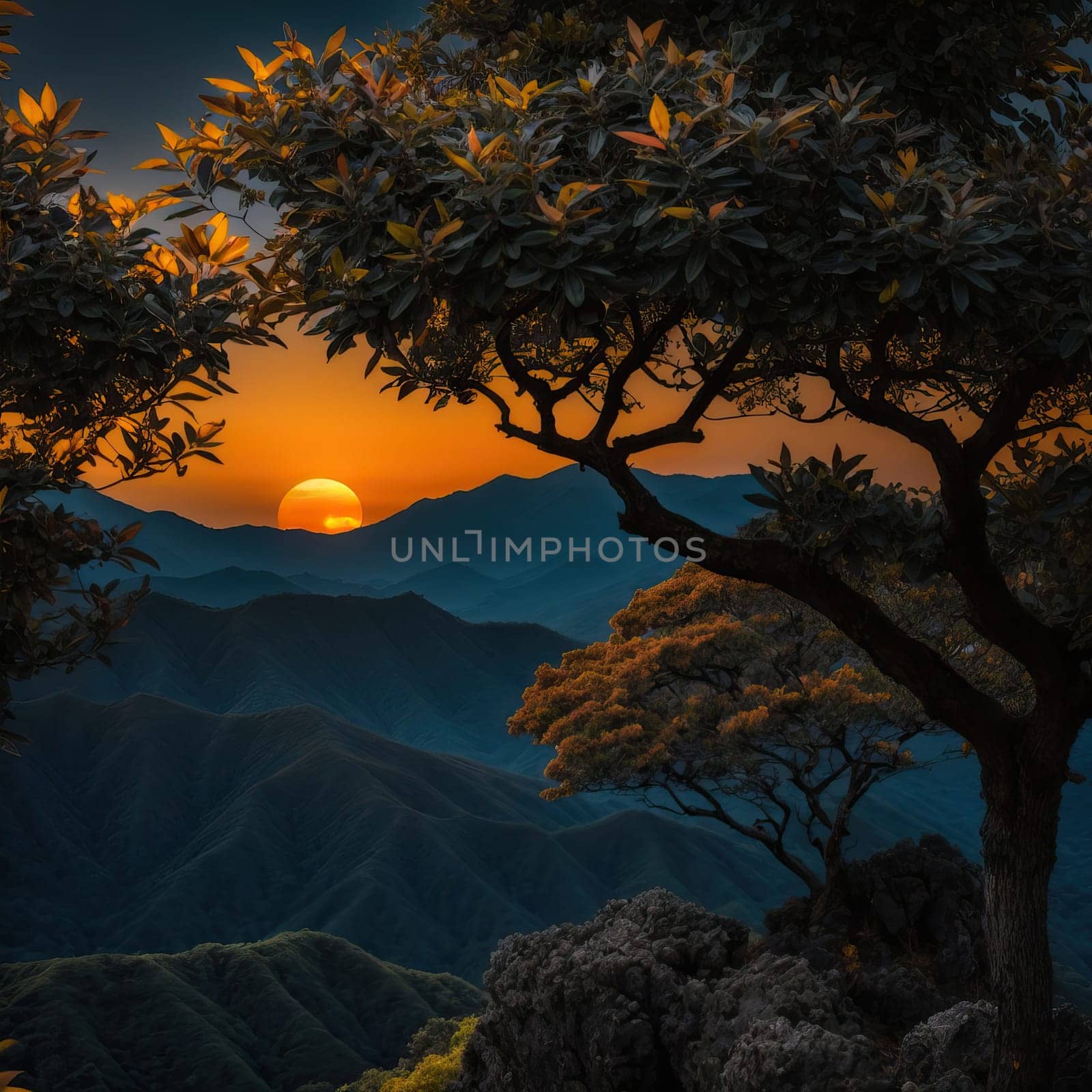 Moonlit night in the mountains by applesstock