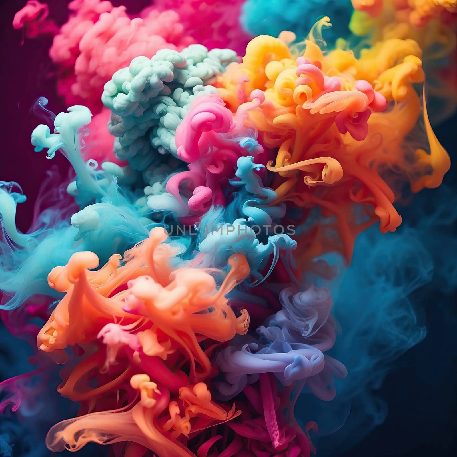 Clouds of colored smoke. AI generated