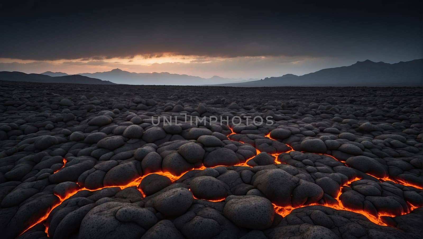 Cooling lava field. AI generated