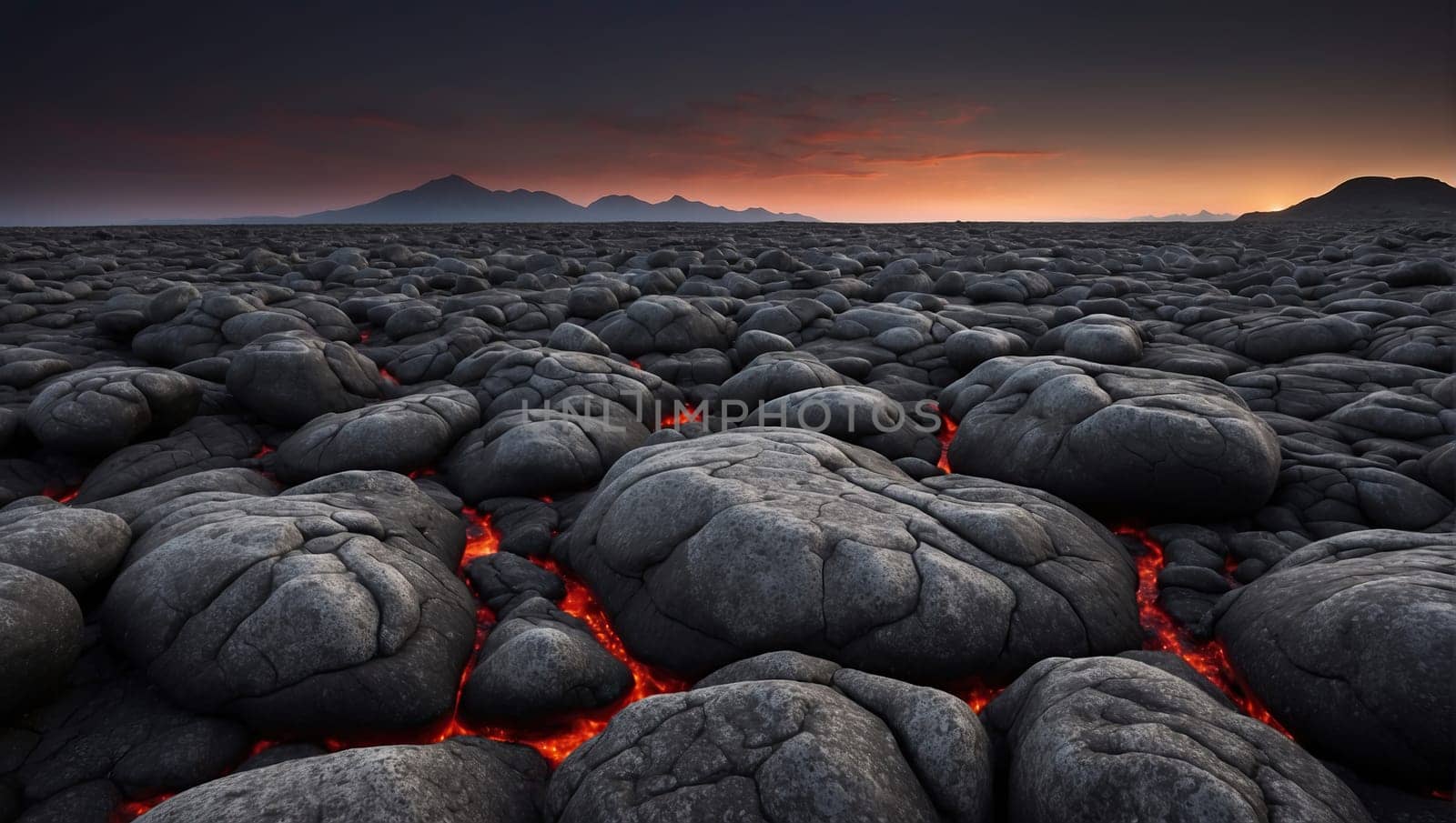 Cooling lava field. AI generated
