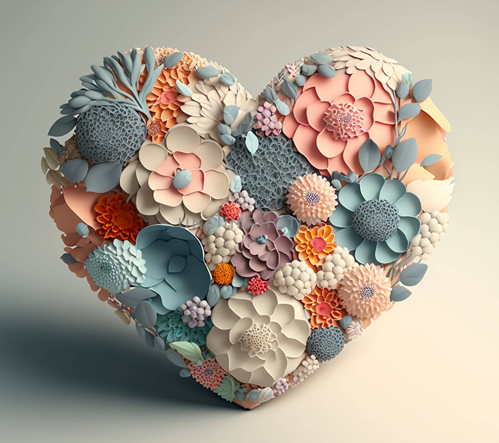 Valentine flower heart. Generative AI, by mila1784