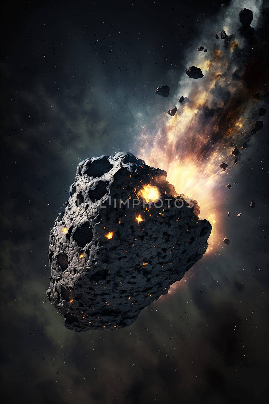 falling asteroid to earth. Generative AI, by mila1784