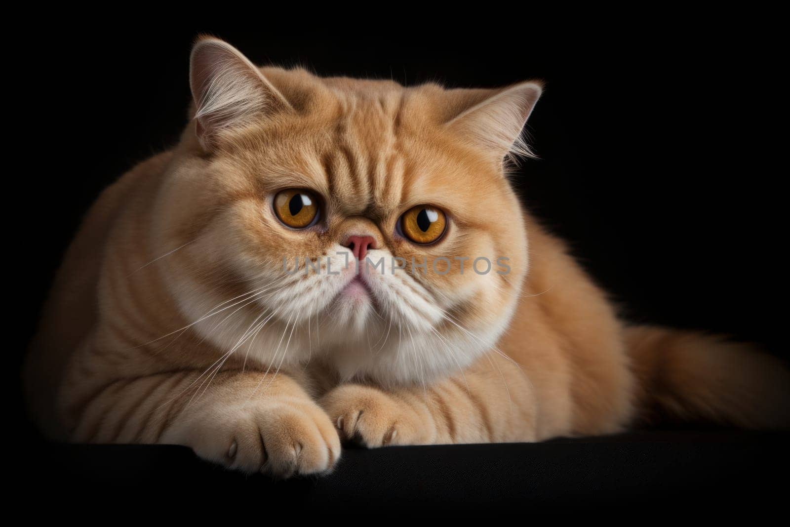 Portrait of a cute cat looking away. Exotic Shorthair cat breed.