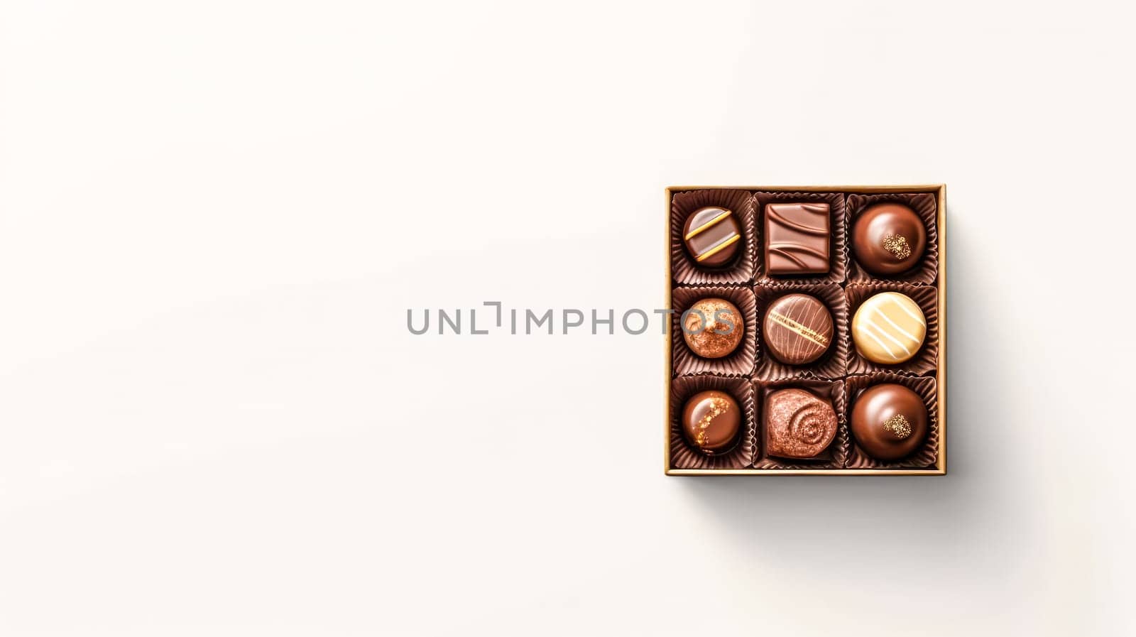 A delightful box of chocolates, elegantly placed against a pristine white background by Alla_Morozova93