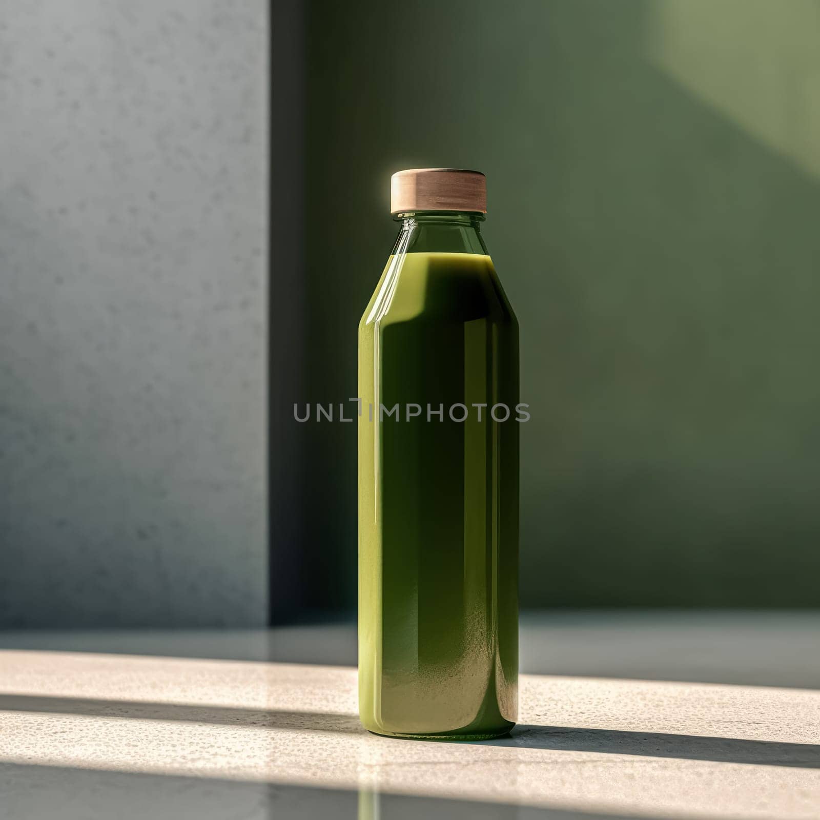 Immunity Boost, Vibrant green smoothie with kiwi, apple, and more fruits in a bottle. A nutritious blend for a healthy diet and fortified immunity