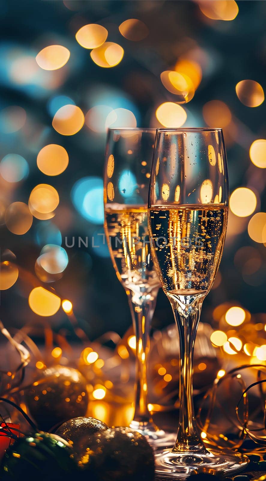 Festive sparkling wine Toast - new year eve background - generative AI