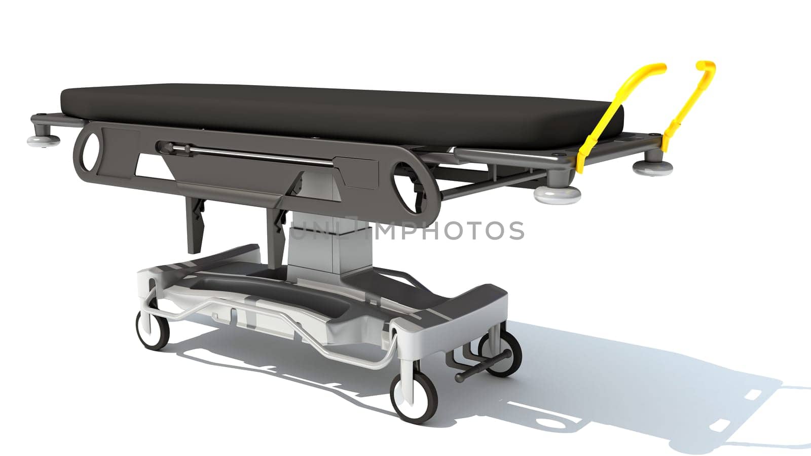 Stretcher Trolley medical equipment 3D rendering model on white background