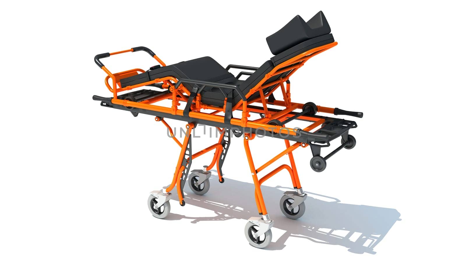 Stretcher Trolley medical equipment 3D rendering on white background by 3DHorse