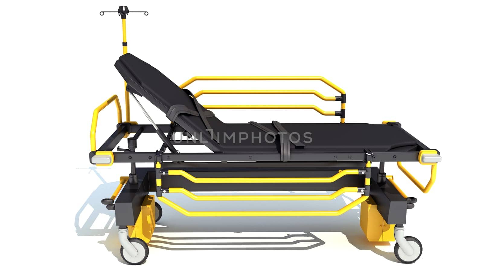 Stretcher Trolley medical equipment 3D rendering model on white background