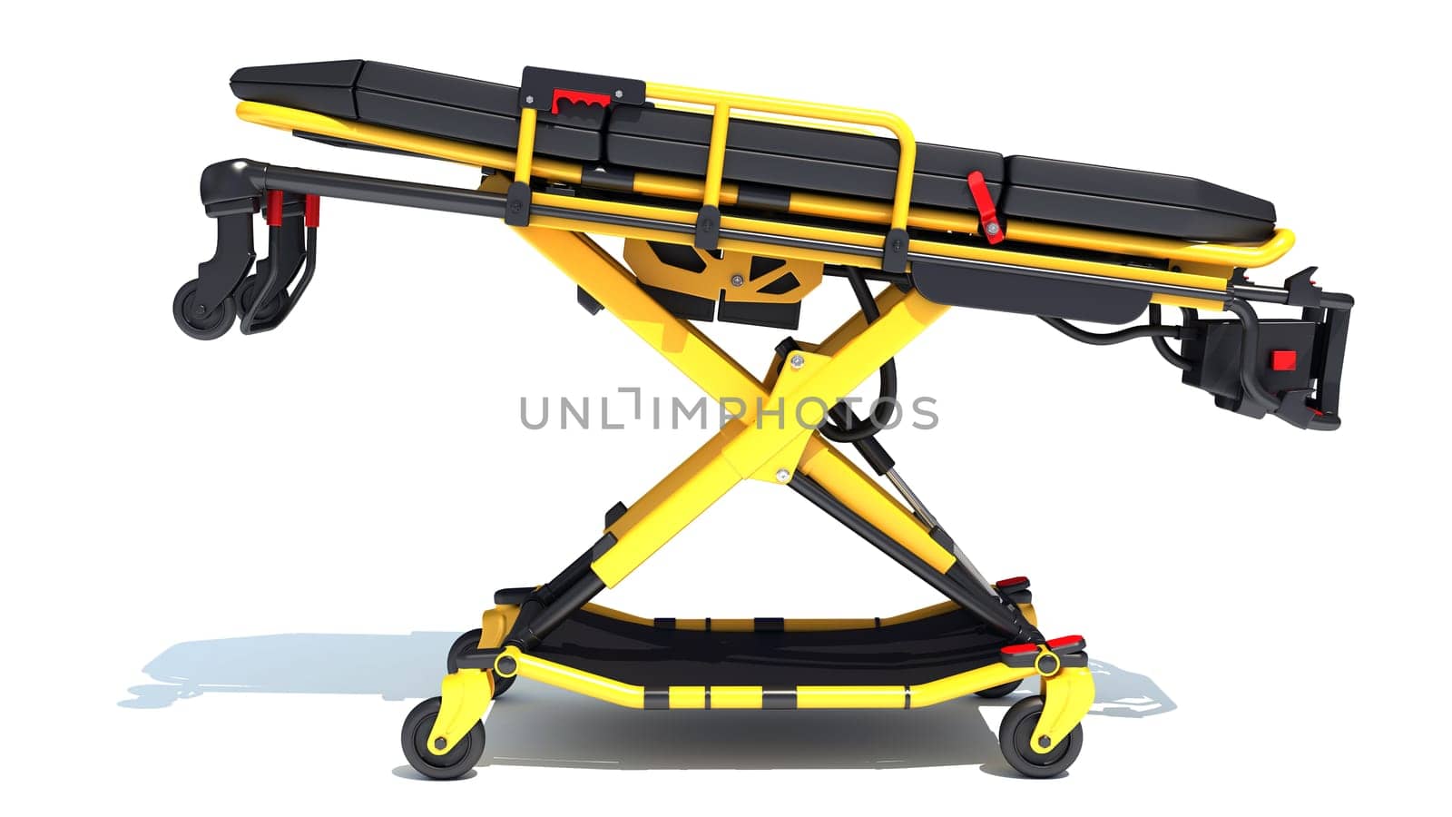 Stretcher Trolley medical equipment 3D rendering on white background by 3DHorse