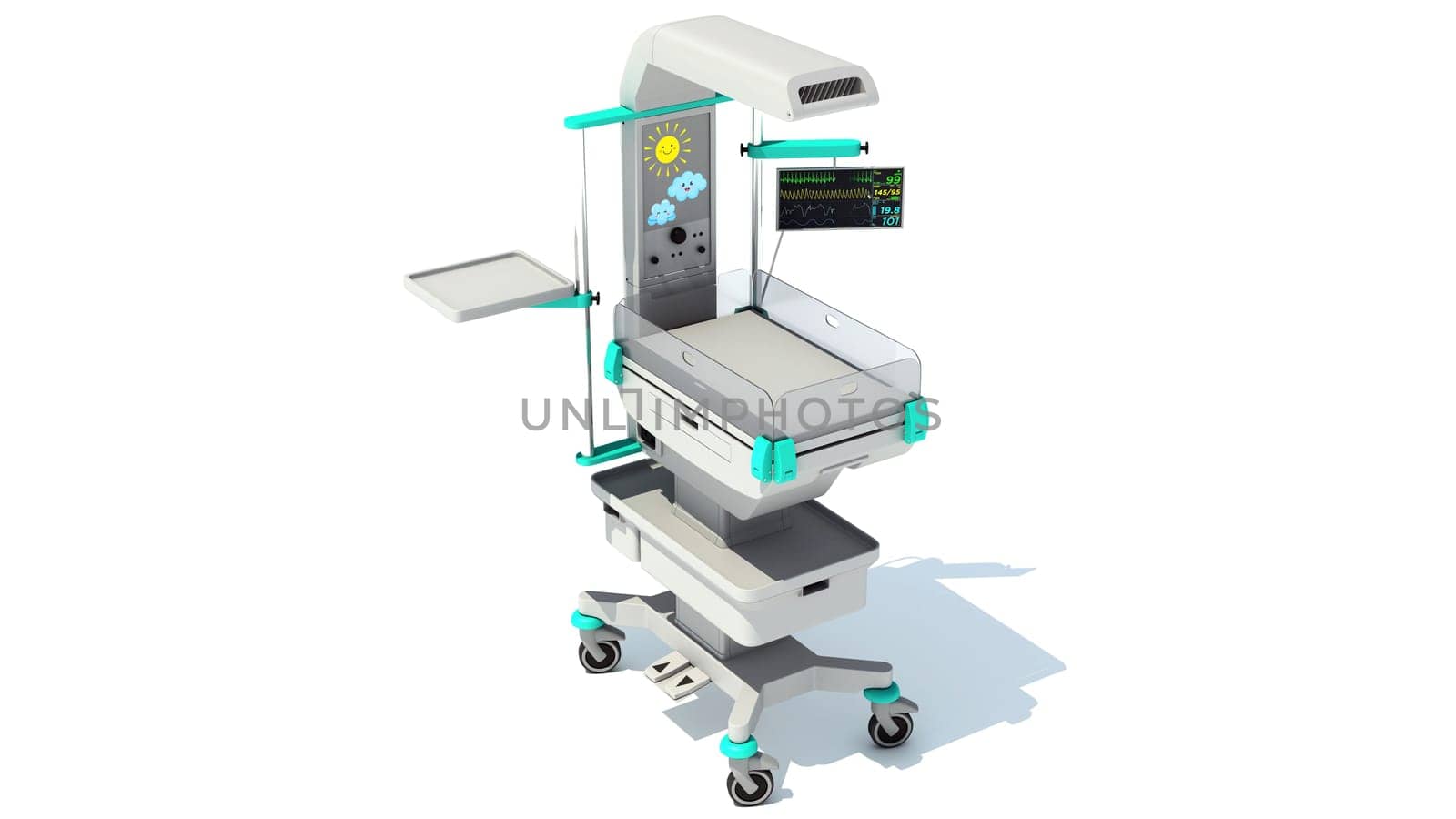 Anesthesia Respiratory Workstation Trolley medical equipment 3D rendering on white background by 3DHorse