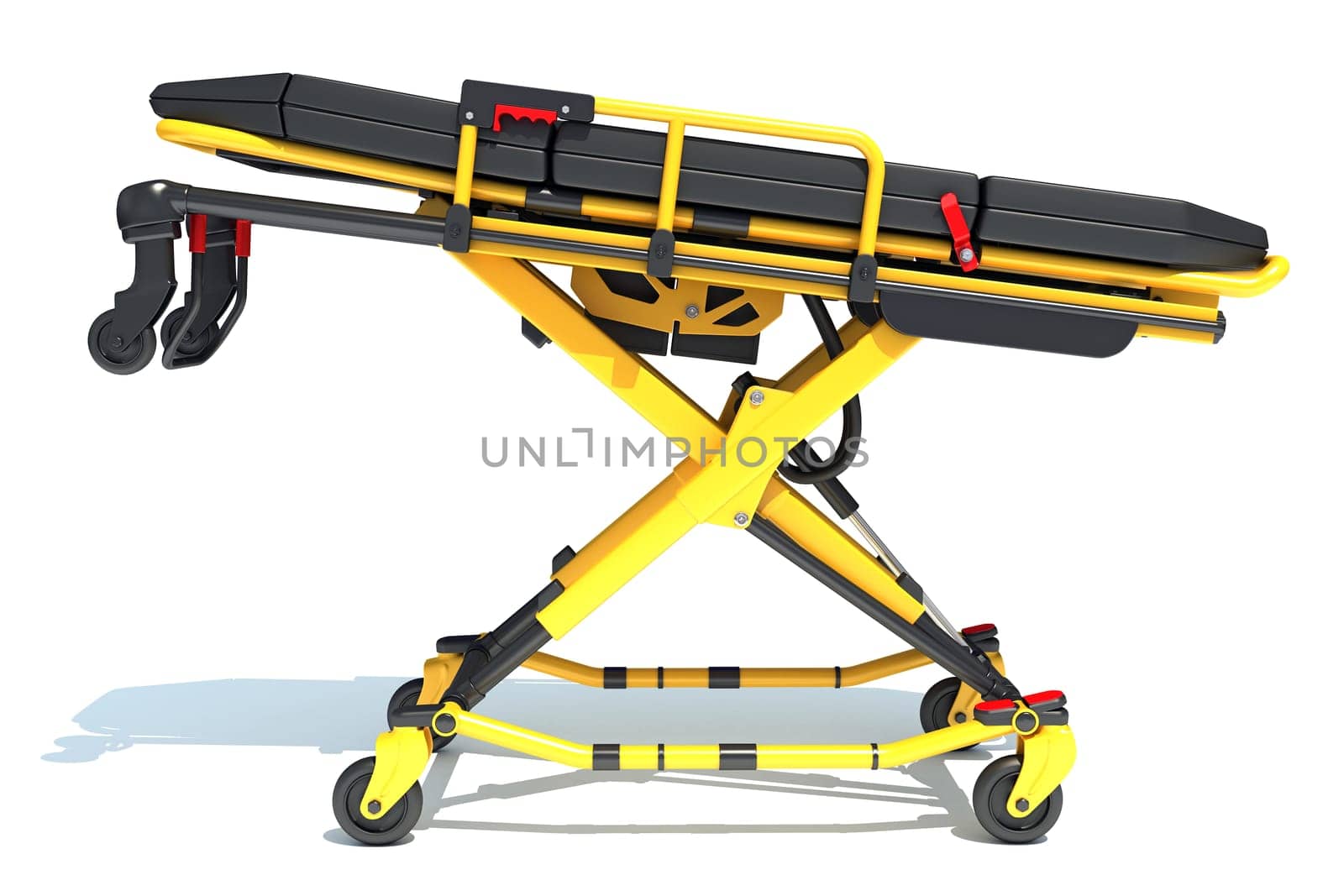 Stretcher Trolley medical equipment 3D rendering on white background by 3DHorse