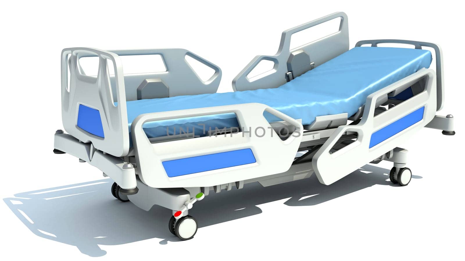 Hospital Medical Bed 3D rendering on white background by 3DHorse