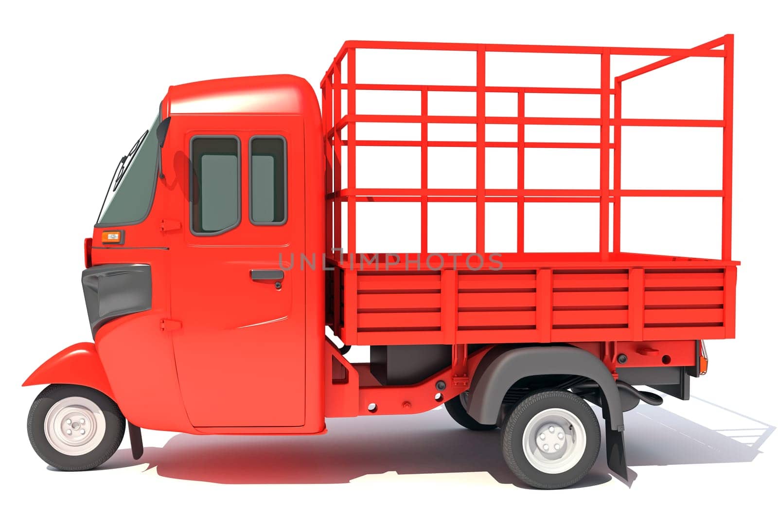 Pickup Mini Truck Carrier 3D rendering on white background by 3DHorse