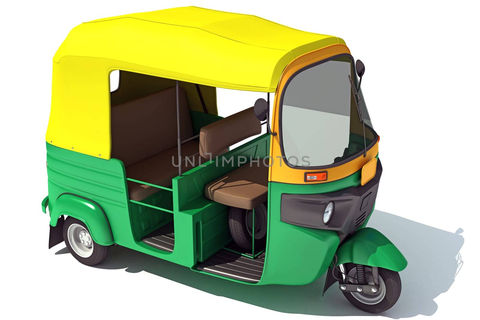 Auto Rickshaw Bajaj TukTuk 3D rendering model on white background