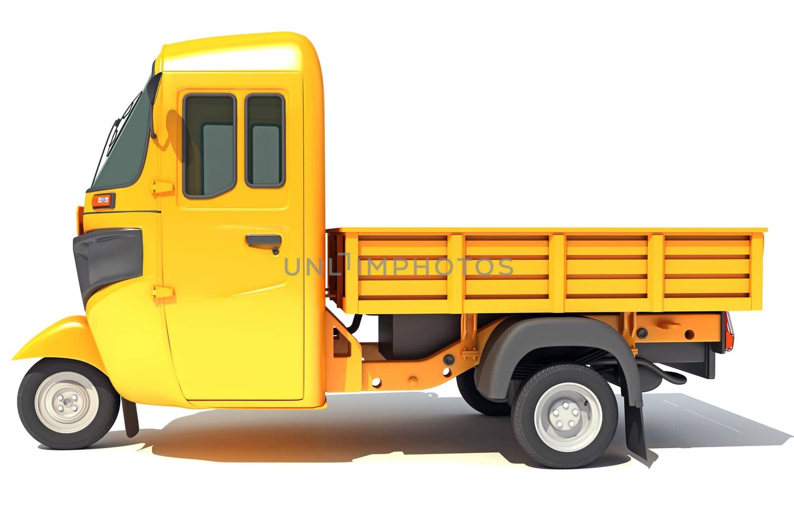 Mini Truck Pick Up Rickshaw 3D rendering model on white background