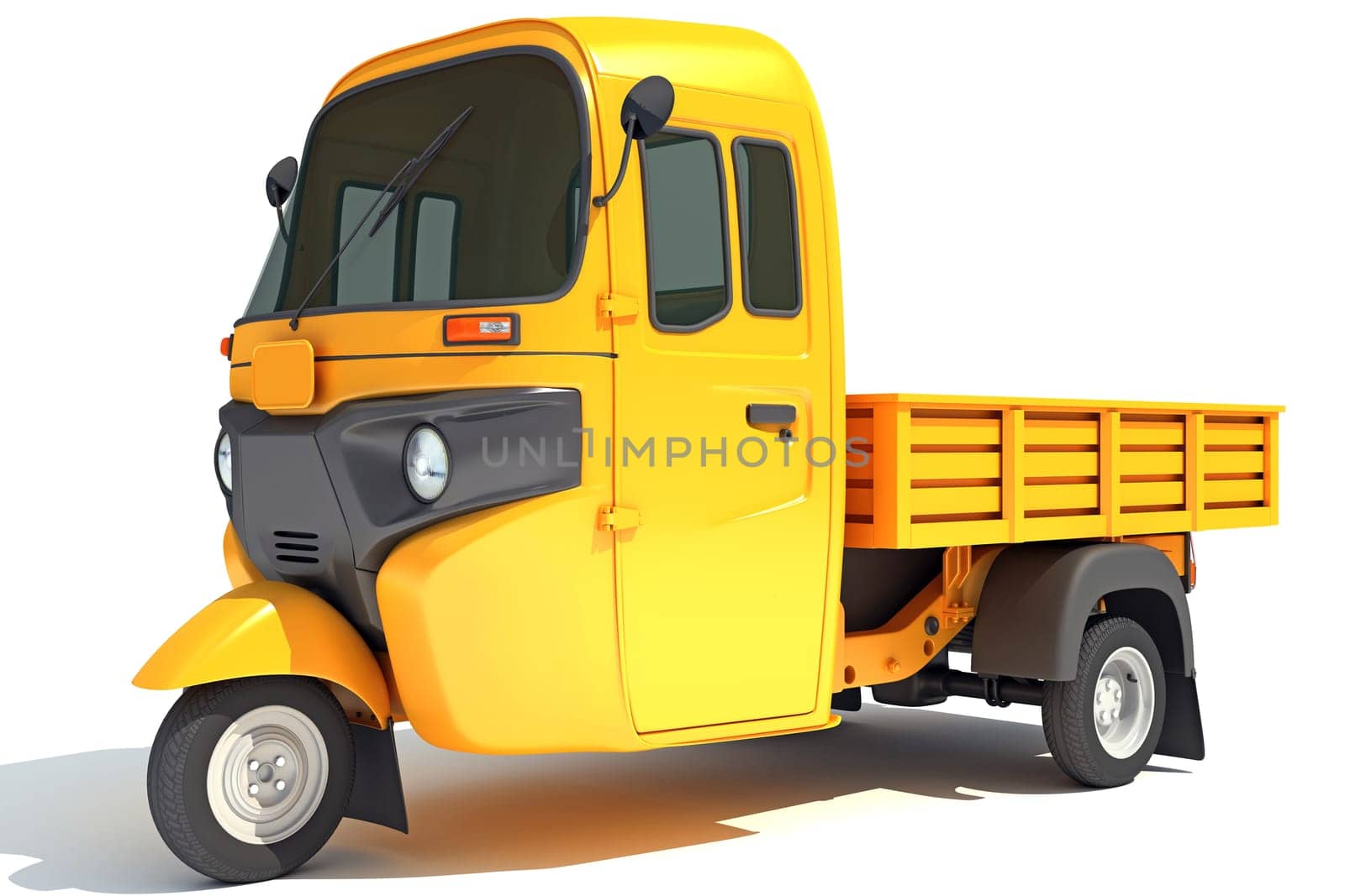 Mini Truck Pick Up Rickshaw 3D rendering model on white background