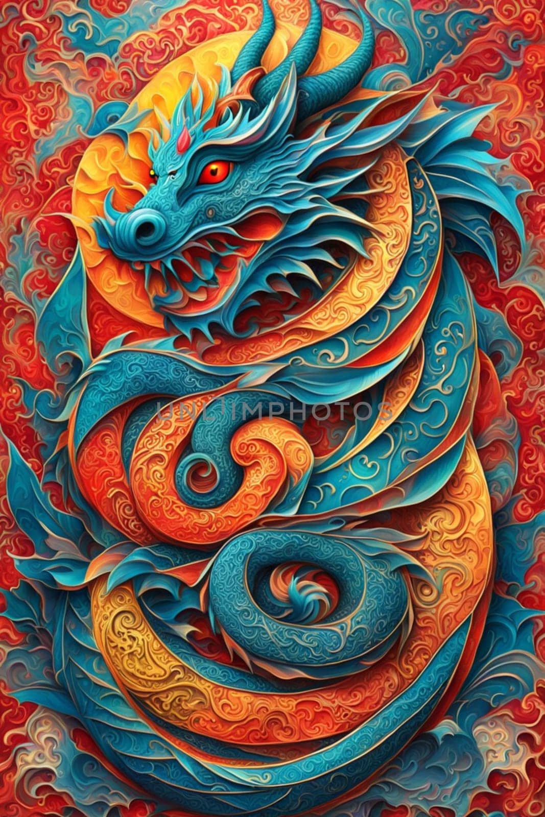 Dragon chinese new year 2024 poster symbol card illustration by verbano
