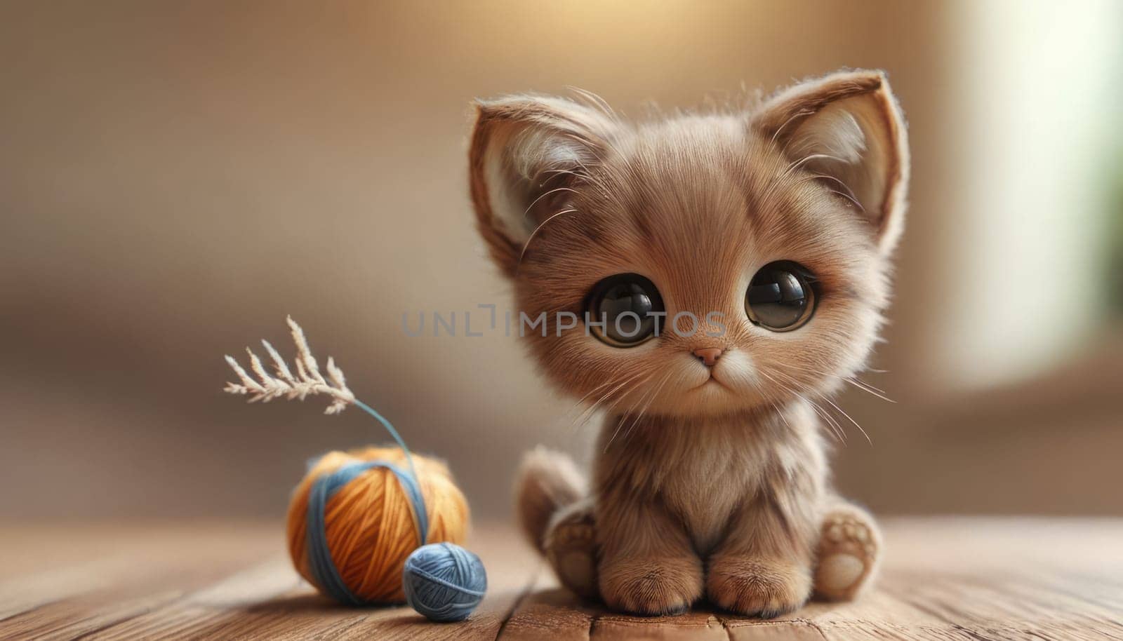 Adorable Kitten Plays with Yarn by nkotlyar