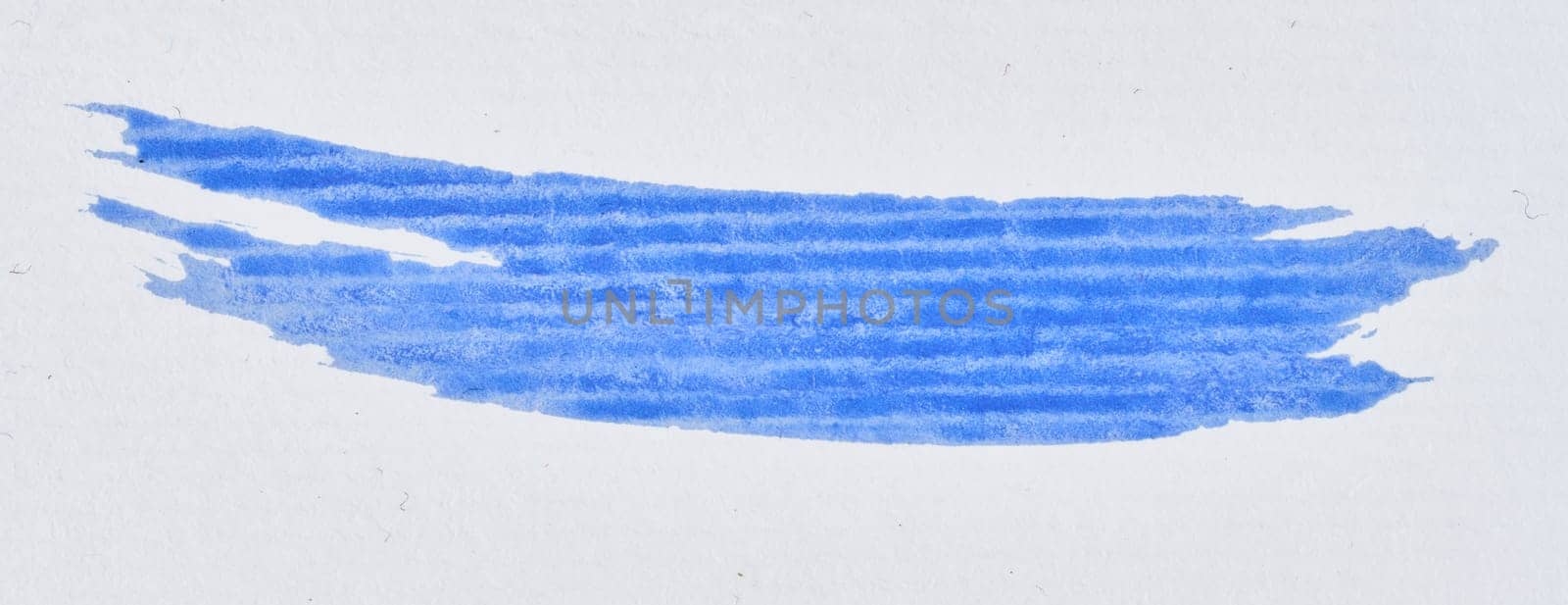 Watercolor brush stroke of blue paint, on a white background