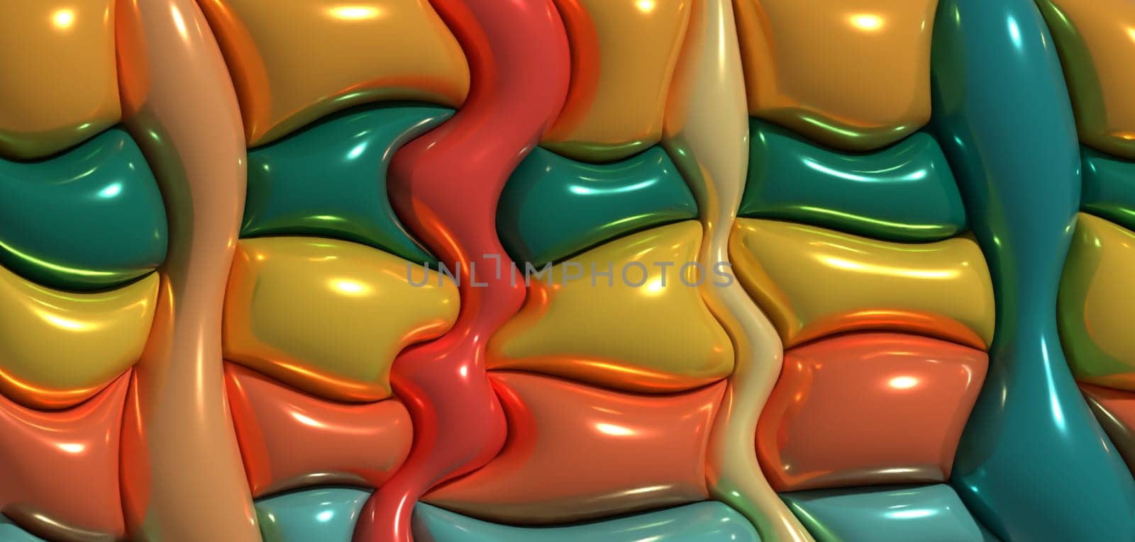 Abstract background with wavy shapes, 3D rendering illustration