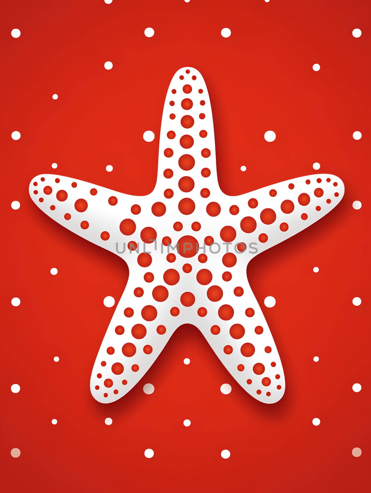 A white and red starfish on vibrant background - Generative AI
